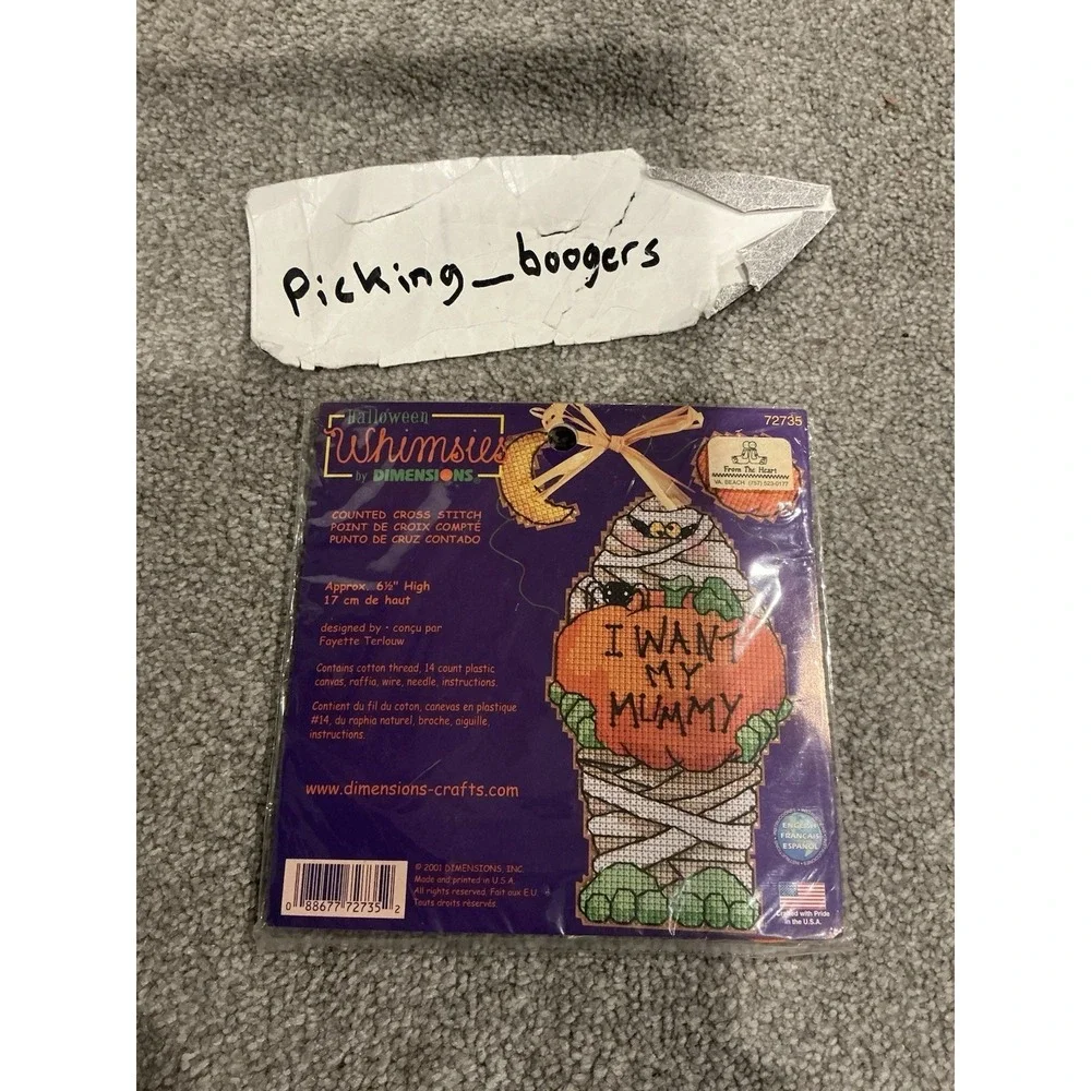 3 Vintage 1990s Dimensions Halloween Whimsies plastic canvas cross-stitch kits